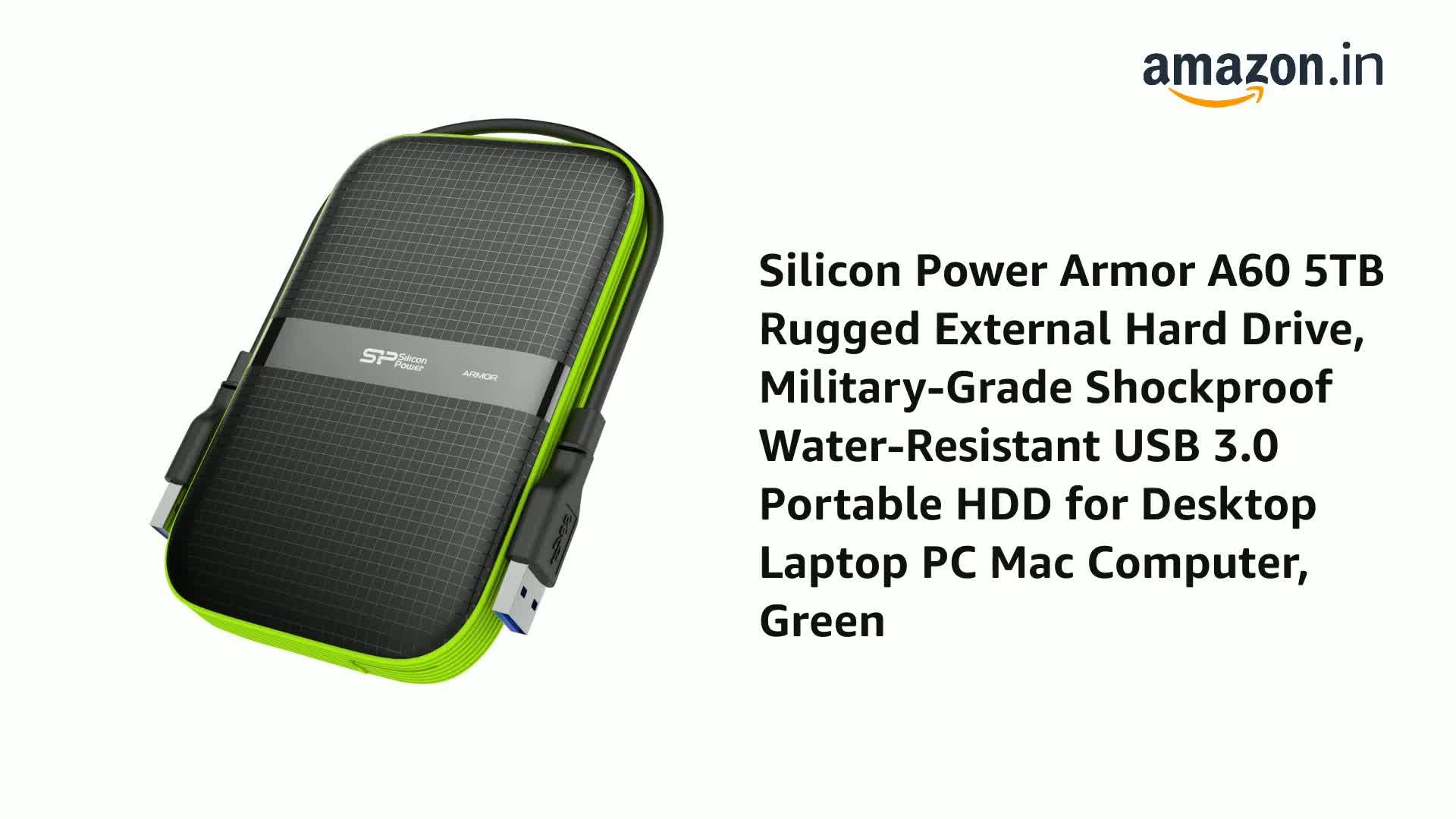 Silicon Power Armor A60　5TB Amazon.com: Silicon Power 5TB Rugged Portable External Hard Drive