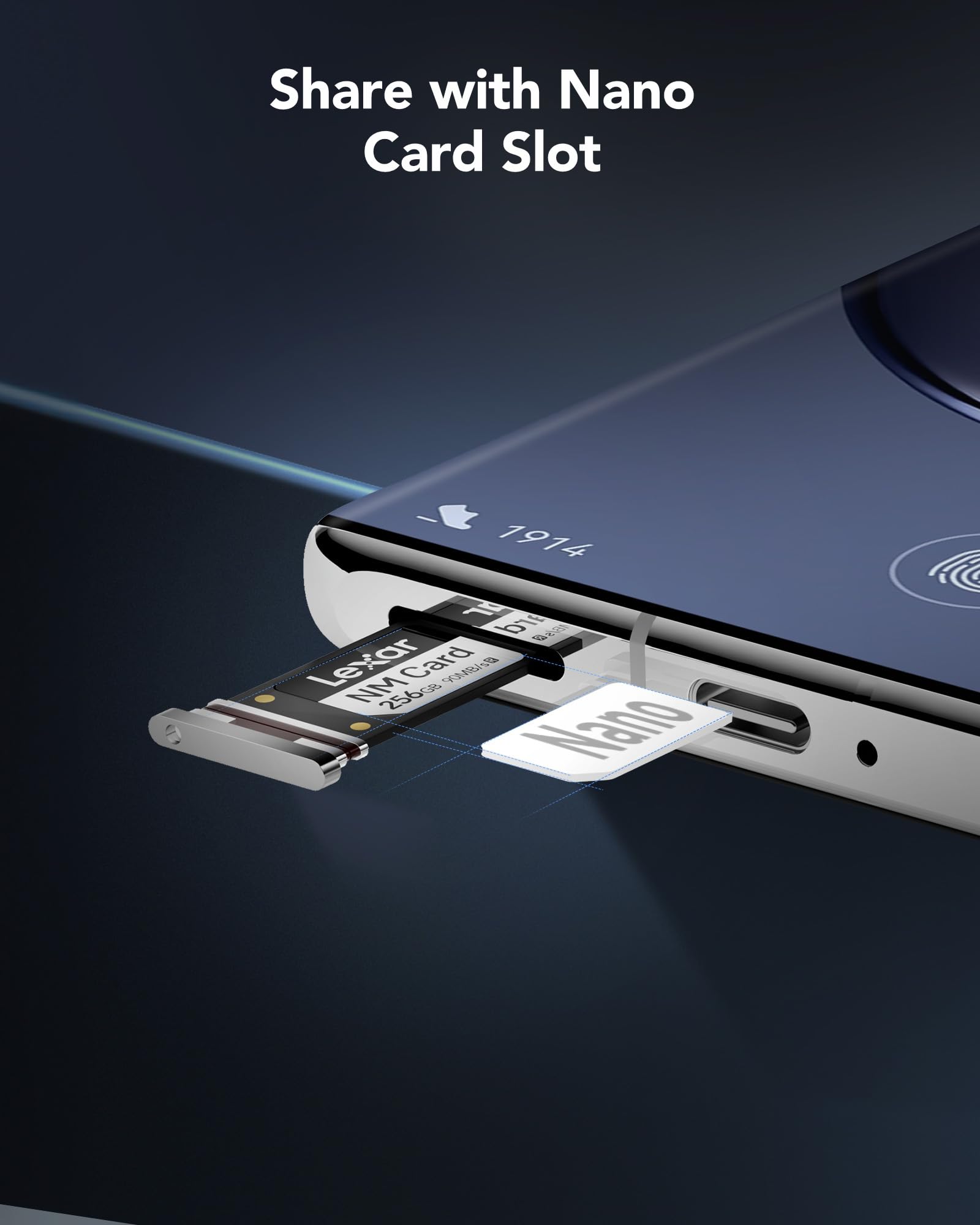 Lexar NM CARD 256GB, Nano Karte, Bis zu 90 MB/s Lesen, Bis zu 85 MB/s Schreiben, NM Karte, Nano Speicherkarte für Smartphone/Handy, Geräte mit Nano Kartensteckplatz (LNMCARD256G-BNNAA)