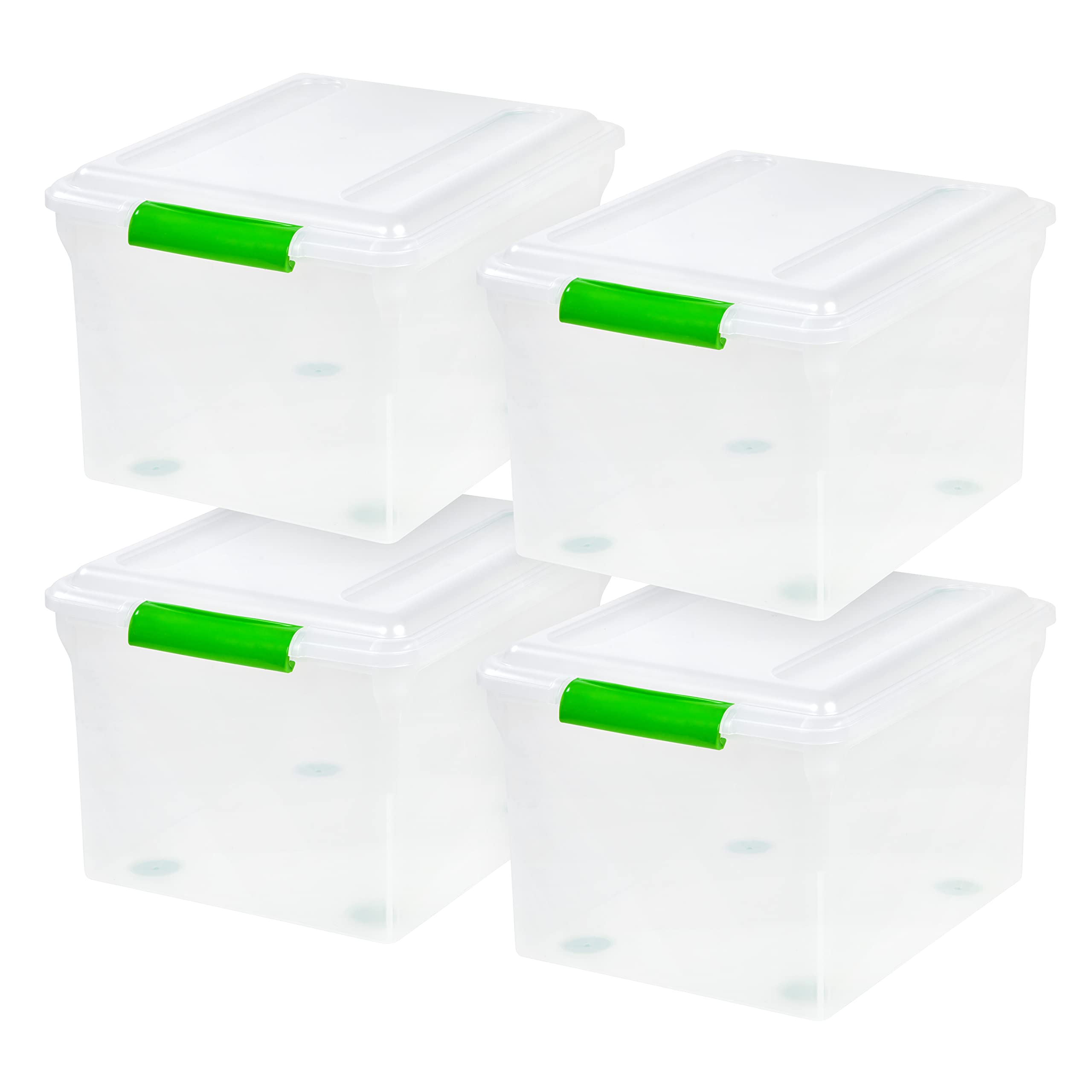 Photo 1 of *IN GREAT CONDITION NO CRACKS!**IRIS USA Letter & Legal Size Plastic Storage Bin Tote Organizing File Box with Durable and Secure Latching Lid Clear/Green Letter & Legal Classic-lid w/ Buckle