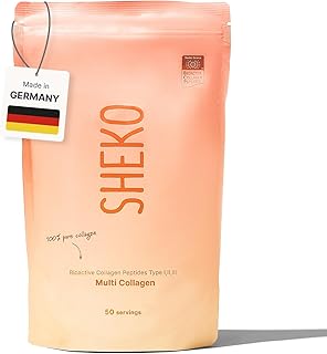 SHEKO Premium Kollagen Pulver 450g - Natürliches Bioaktives Kollagen Hydrolysat - Peptide Typ 1, 2, 3 - Collagen Pulver - Reinste Qualität - Optimale Löslichkeit - Proteinpulver - Made in Germany