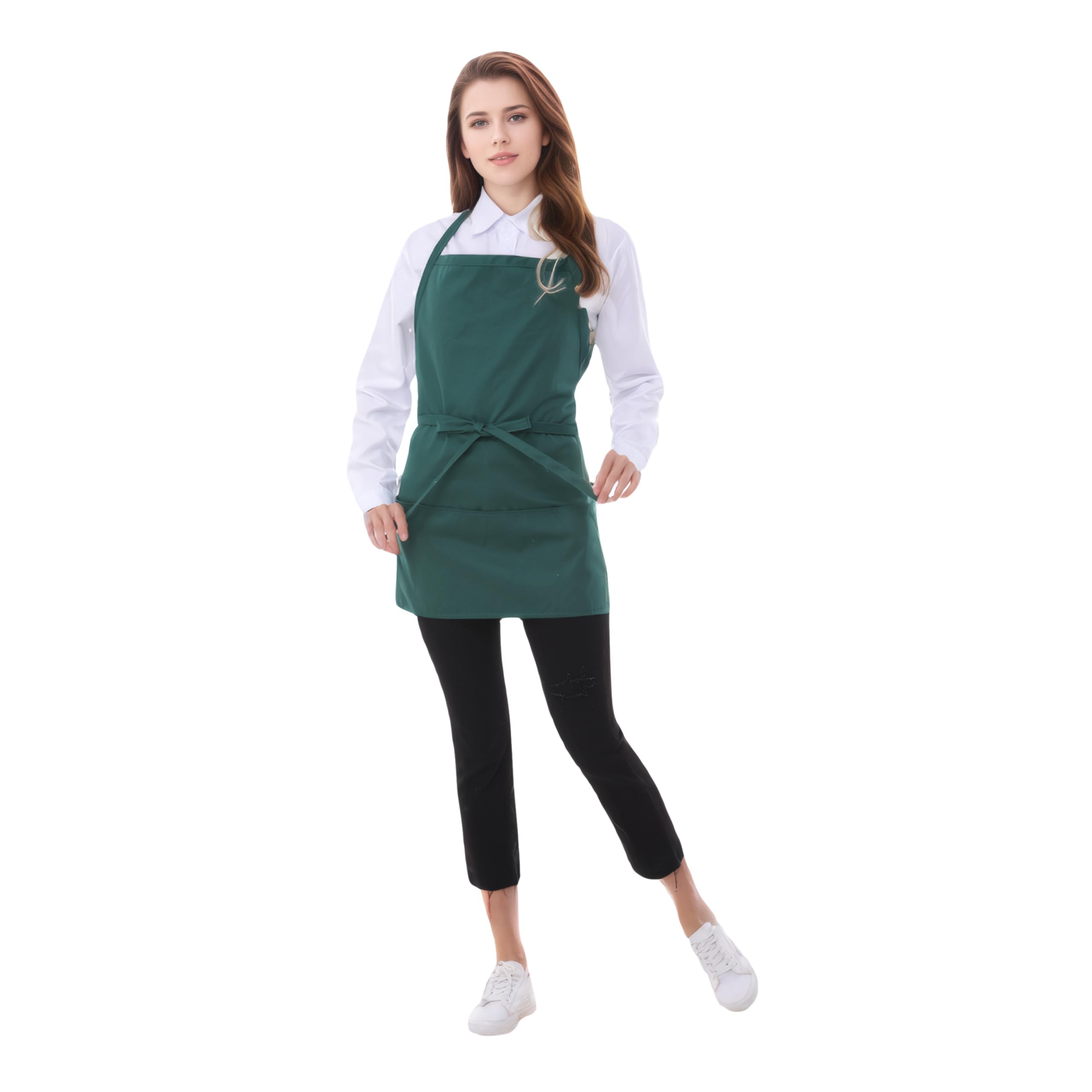 Delantales cortos de algodón para mujer con 3 bolsillos, delantal de chef unisex, delantal de camarera para cocina, cocina, restaurante, barbacoa