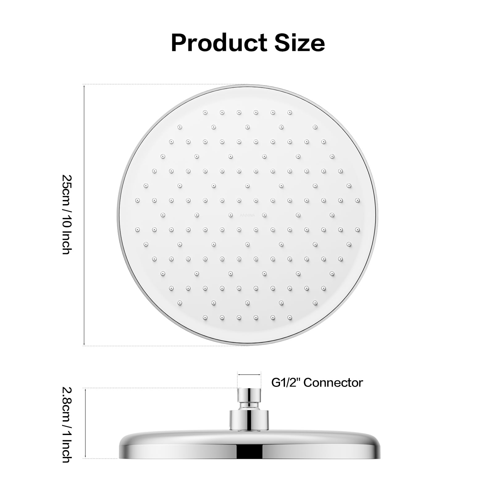 25cm Regenduschkopf,Duschkopf Regendusche,Regenbrause,Wasserfall Wassersparend,Rain Shower Head,Anti-Kalk-Düsen,Installierbar an der Wand oder Decke(Chrom, N1DP701CP)