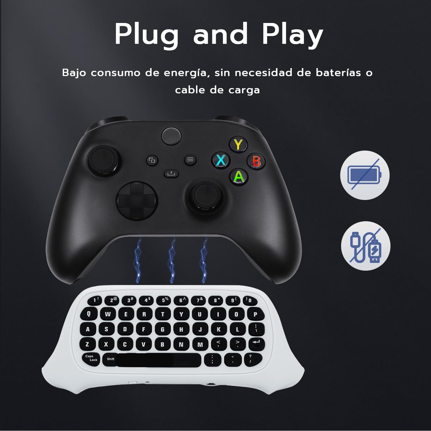 Mcbazel Teclado portátil inalámbrico 2.4G Mini para Xbox Series X/Series S/Xbox One Slim/Xbox One/Xbox One S/Xbon One X Controller Admite conector de audio de 3,5 mm