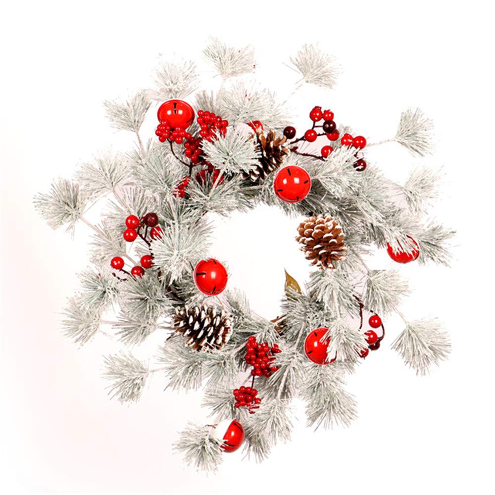 Guirlande De Noël Ruban Décorations Pleine Récolte De Cerises Feuilles Blanches Remise sur Le Mur Décor À La Maison 45cm