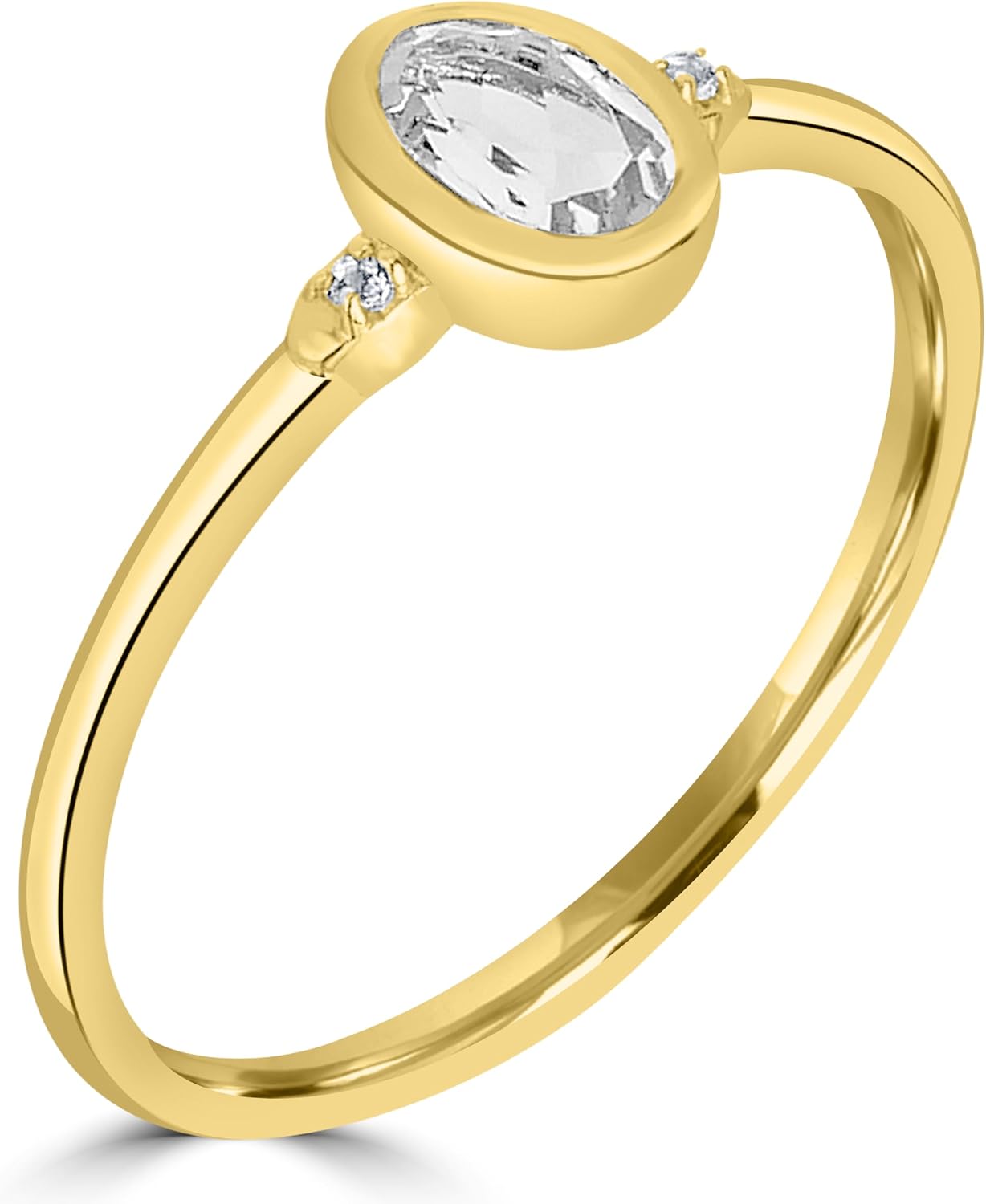 Kate 14k Gold over Sterling Silver and Sterling Silver Genuine Gemstone Stackable Oval Ring, Sizes 6-8