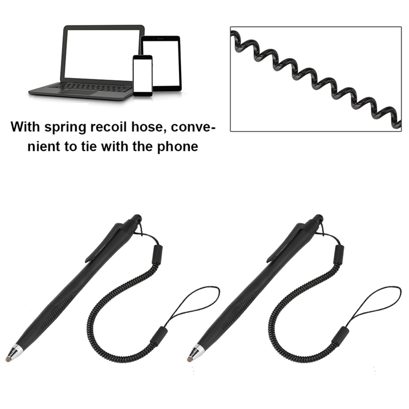 Stylet pour Écran Tactile Résistif 2 Pcs Stylet Résistif avec Cordon Rétractable pour Tablette de Téléphone PC, 12.6cm