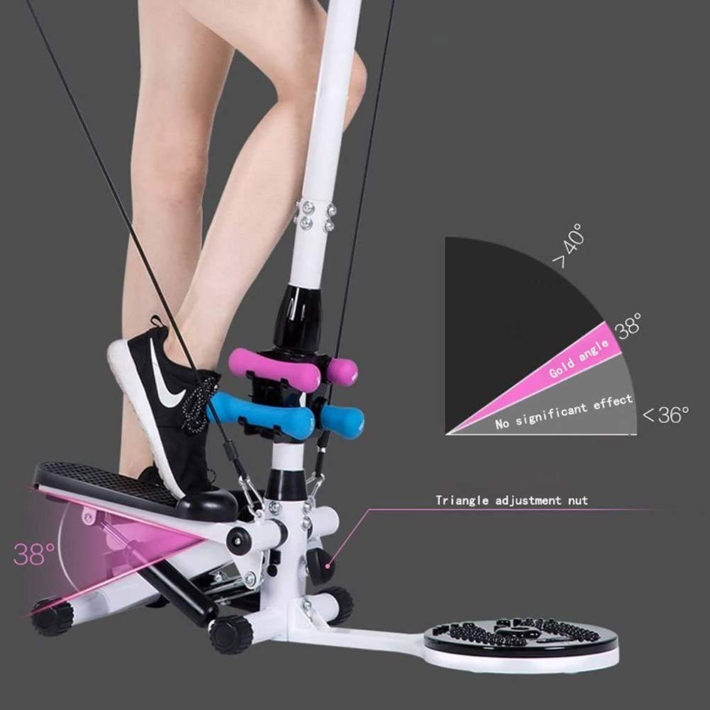 Stepper Fitness Multifunzione per Esercizi, Mini Stepper con Corrimano e Fasce di Resistenza Gambe Interne Allenatore per Tutto Il Corpo Cardio Ginnico per Uomini e Donne
