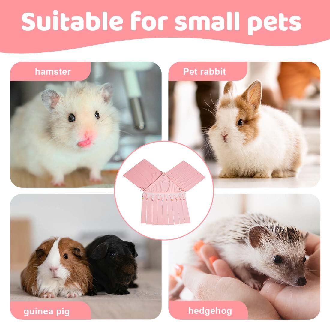 Cabane et Hamac pour Cochon d'Inde,Accessoires pour Petit Animal,Tente de Hamster,Cachette d'angle pour Cage d'animaux Domestiques(Rose)