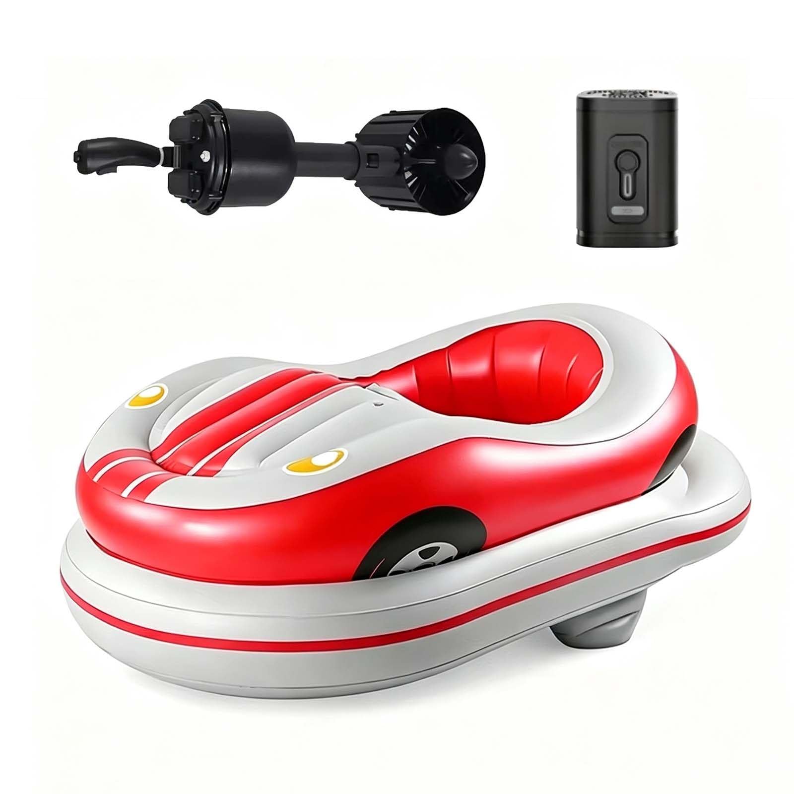 QFGain Inflatable Water Bumper Boat for Lake River, 360° Direction Control, Electric Red