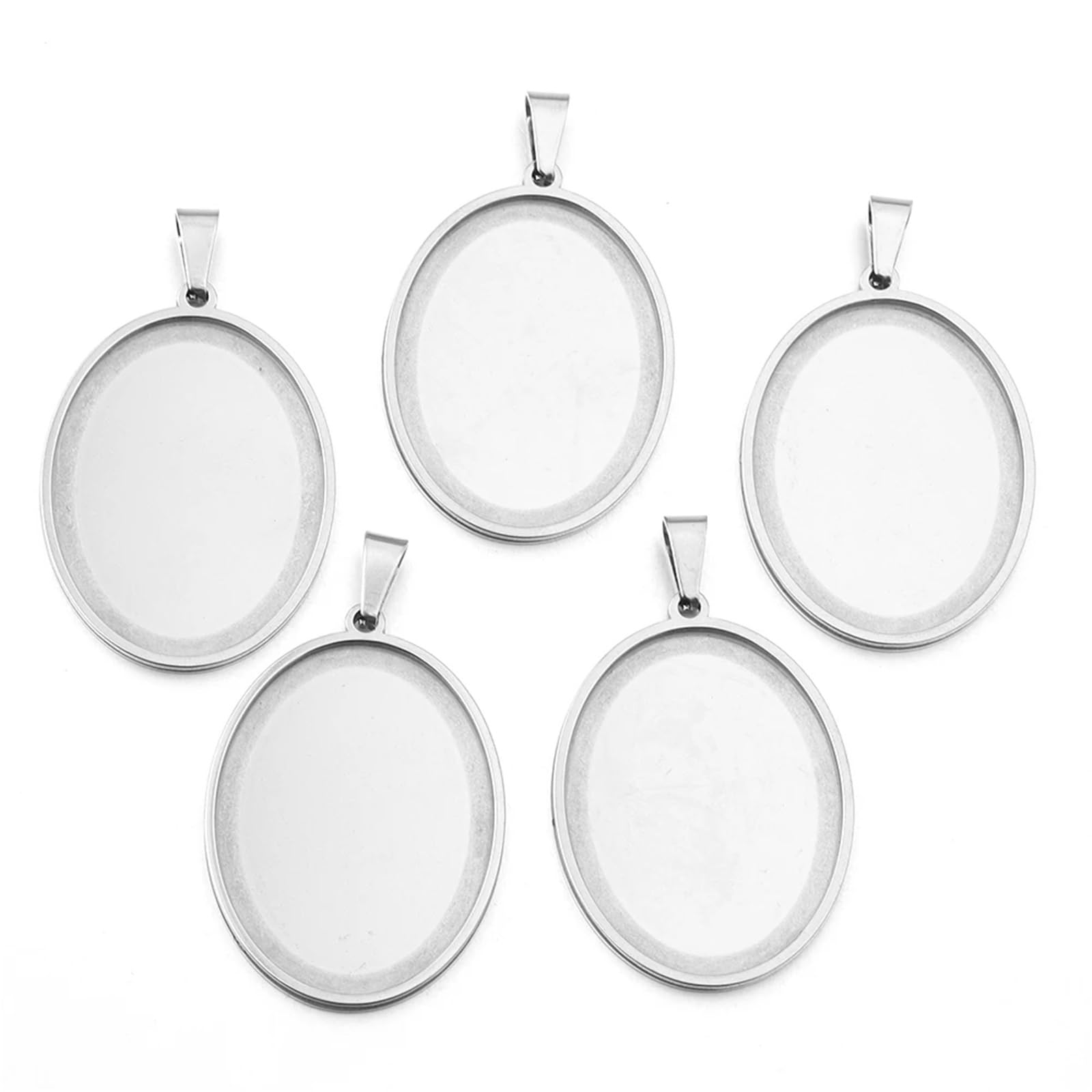 IULGFSC Pendant tray， Oval Stainless Steel Pendant Trays(Steel 30x40mm)