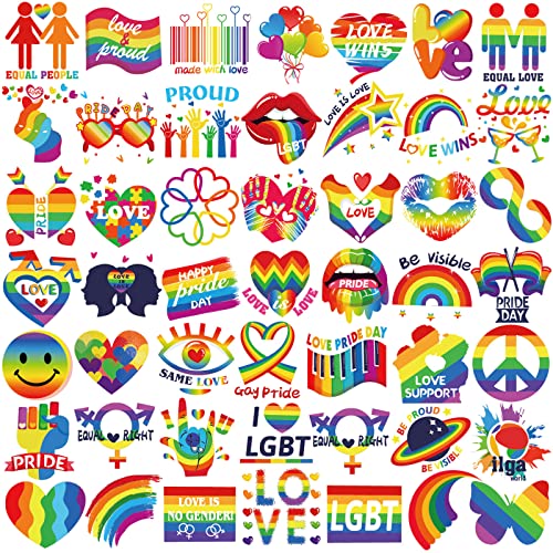 DPKOW 96pcs LGBT Orgullo Gay Arco Iris Tatuajes Temporales,Arco Iris Tatuaje Adhesivo LGBT Día del Orgullo Gay Arco Iris Bandera Tatuajes Adhesivo para Mujeres Hombre al aire libre LGBT Orgullo Gay