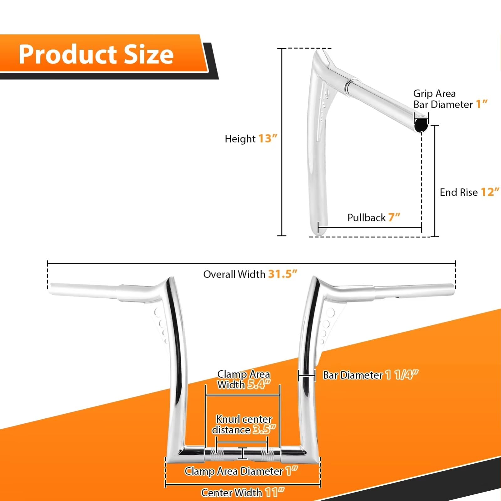 Manillar de Motocicleta de 12" con elevación Tipo Ape Hanger para Harley 1994 Touring Road King/Road Glide Sportster Softail 883 1200 Dyna(14 Inch Black)