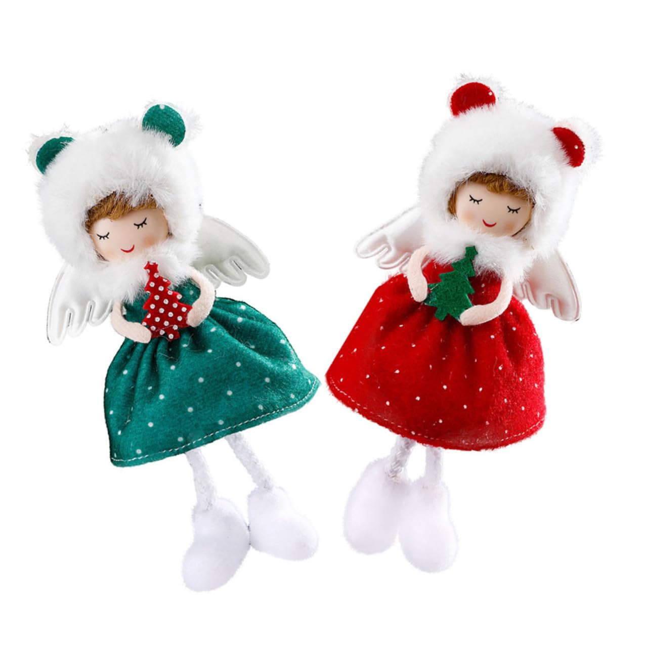 Adornos colgantes de elfo y ángel navideño en rojo y verde para decorar el hogar, pack de 2