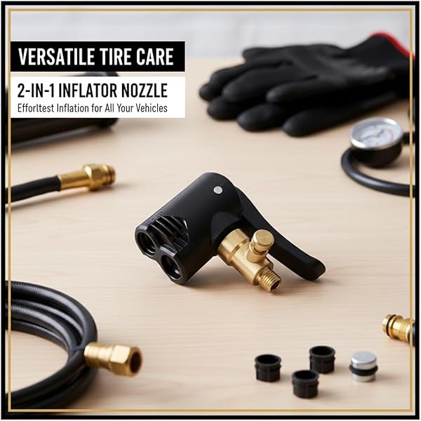 Adattatore 2-in-1 Testa di Riempimento Aria, Air Chuck in Ottone, Accessori Compressore Aria per Bicicletta, Auto, Moto, Pompa d'Aria e Compressore Portatile - 5
