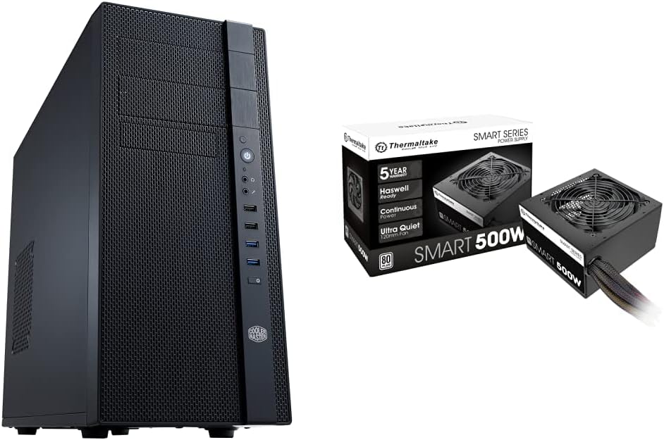 Cooler Master N400 Mid-Tower Computer Case + Thermaltake 500W 80+ Certified ATX Power Supply