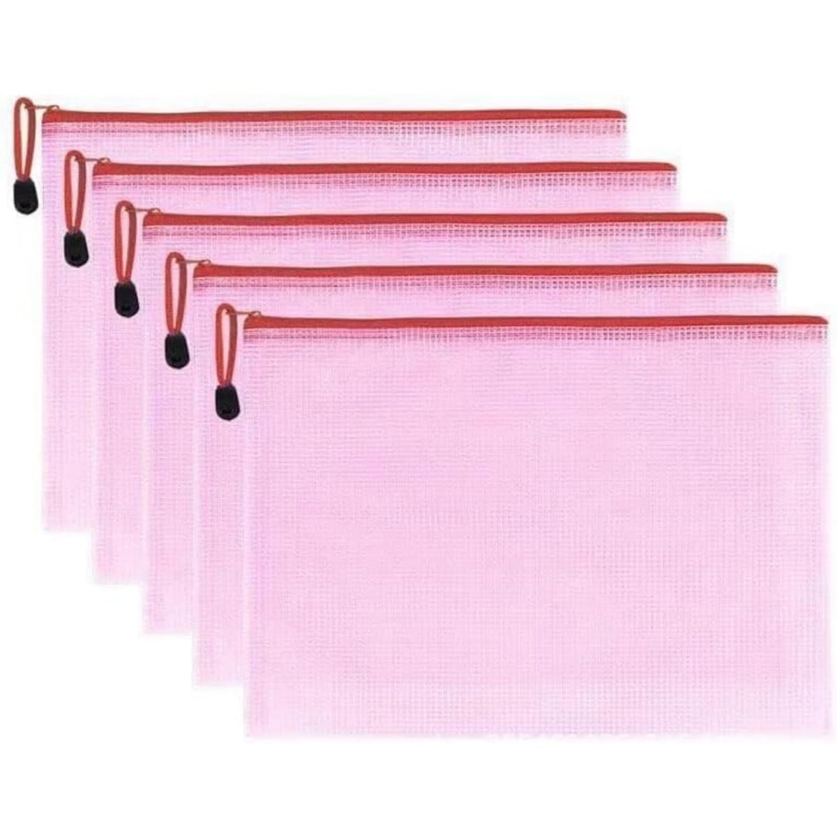 Confezione da 10 buste A4 con cerniera, in PVC traslucido, impermeabili, per ufficio, archiviazione documenti e gestione delle ricevute, design a rete per una facile visualizzazione