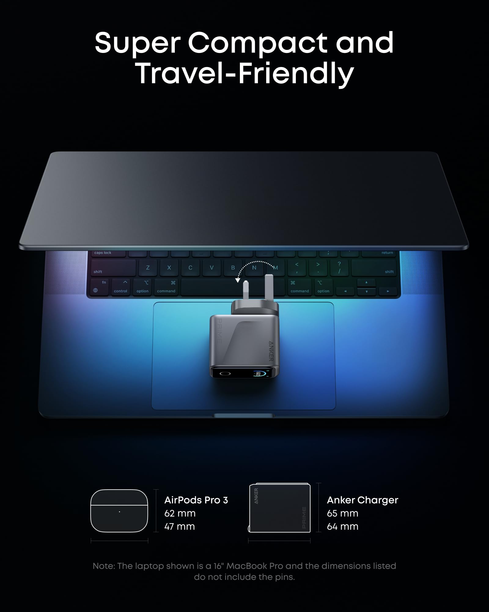 Anker Prime Charger,160W 3-Port Compact GaN USB C Charger Block,Smart Display and Touch Control,Up to 140W Single‑Port Charging,for MacBook Pro,Laptop,iPhone 17 Series(Cable Not Included,Non-Battery) — view 6