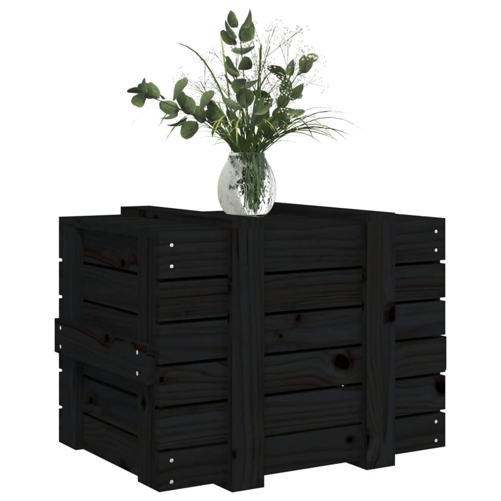 824997 Contenitore Portaoggetti Nero 58x40,5x42 cm Legno Massello Pino Testata in Legno,Testata Letto Matrimoniale Muebles Dormitorio Spalliera Letto Testiere per Letto Matrimoniale