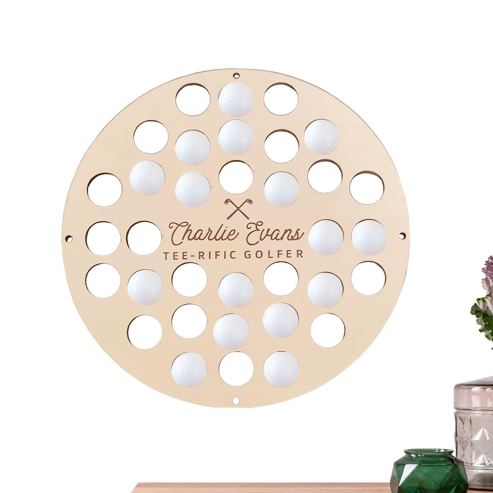 Support mural pour balles de golf, présentoir de balles de golf, support de balle de golf pour le mur, mallette de collection décorative en bois, organisateur de rangement rond pour balles de golf