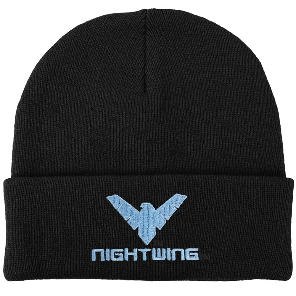Popfunk Batman Nightwing Logo Knit Beanie - Unisex for Men and Women, Black
