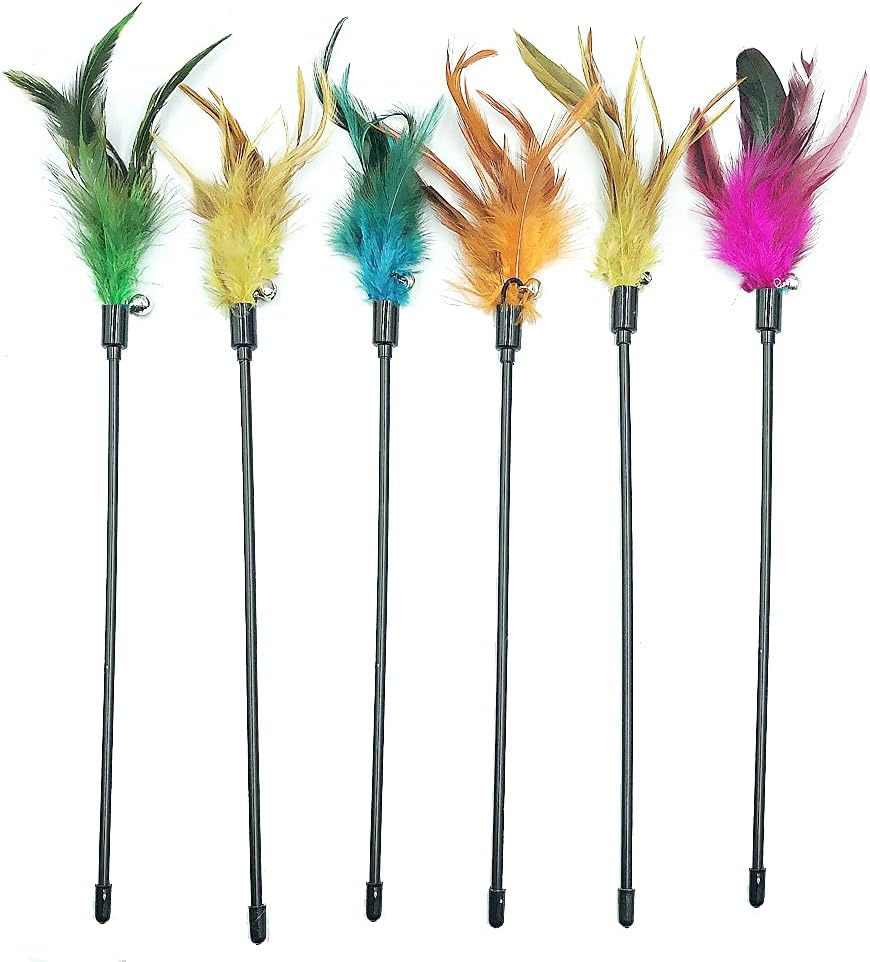 Cat Wand Toys, 4 PCS Interactive Cat Teaser Wand Cat