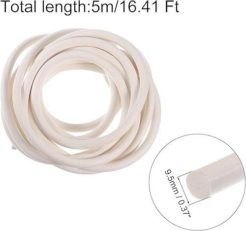 Miniatura 2 de uxcell Tira de sellado de espuma de silicona, 0.374 in (0.37 pulgadas) de diámetro 16.4 ft (16.41 pies) de largo, esponja de goma, tira redonda de
