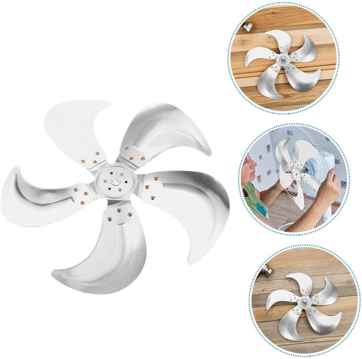 KOMBIUDA Pedestal Fan Blade Replacement 20-inch Industrial Aluminum 5-Blade Silver Alloy Compatible with 12mm Shaft for Floor and Standing Fans Workshop Cooling