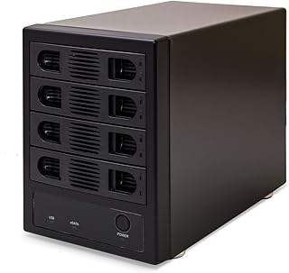 IO Crest Syba SY-ENC50104 4 Bay 3.5” SATA III HDD Non-RAID Enclosure – Supports USB 3.0 & eSATA Interface, Black