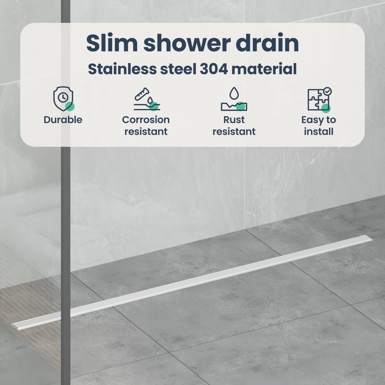 vidaXL 360° Odpływ prysznicowy z cienkim modelem srebrny 80 cm