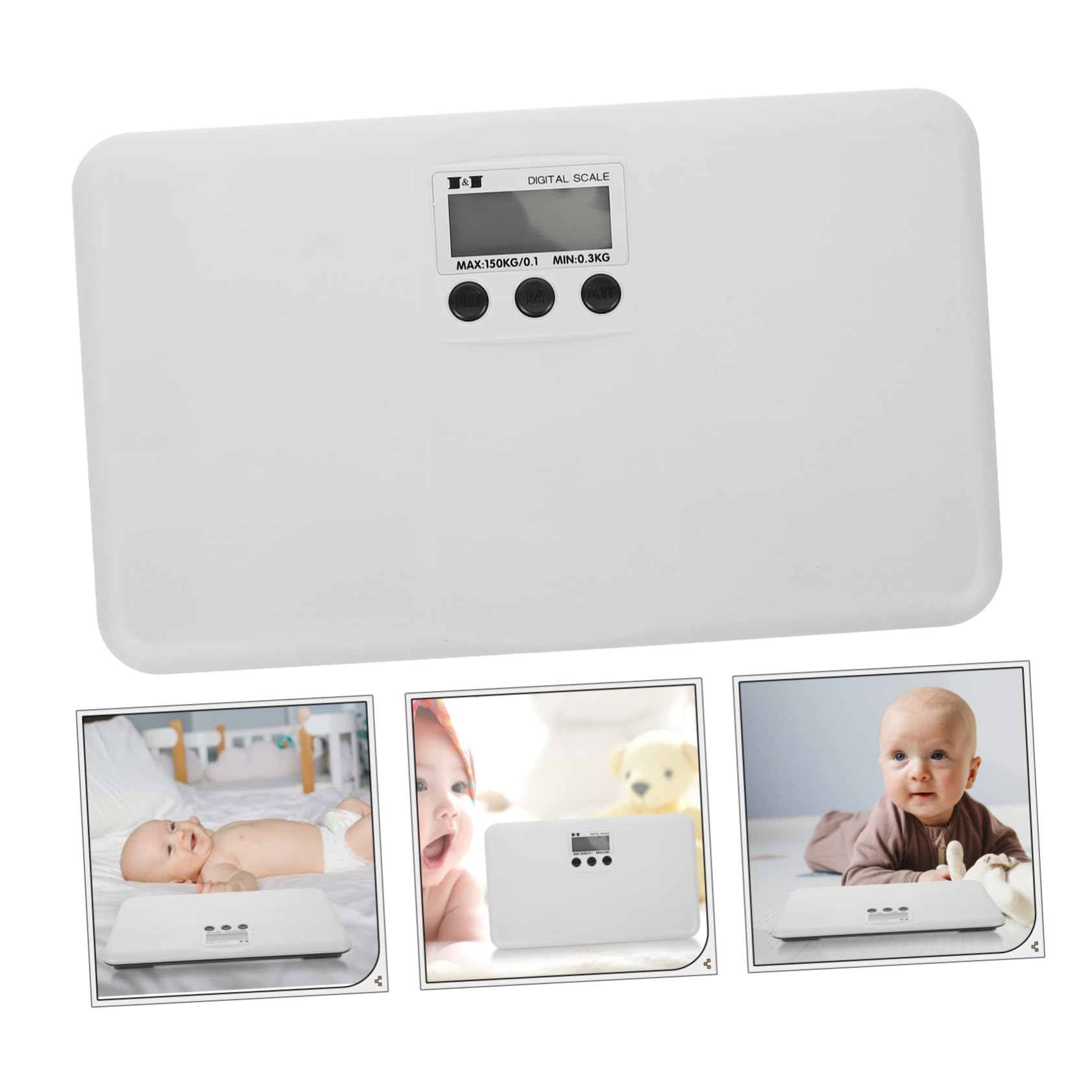 BESTonZON Bilancia Elettronica per Ragazzo Ragazza e Animali Domestici Grande Schermo Lcd, Capacità Fino a 150kg, Materiale Plastico, Design Sottile e Piatta per Uso Domestico
