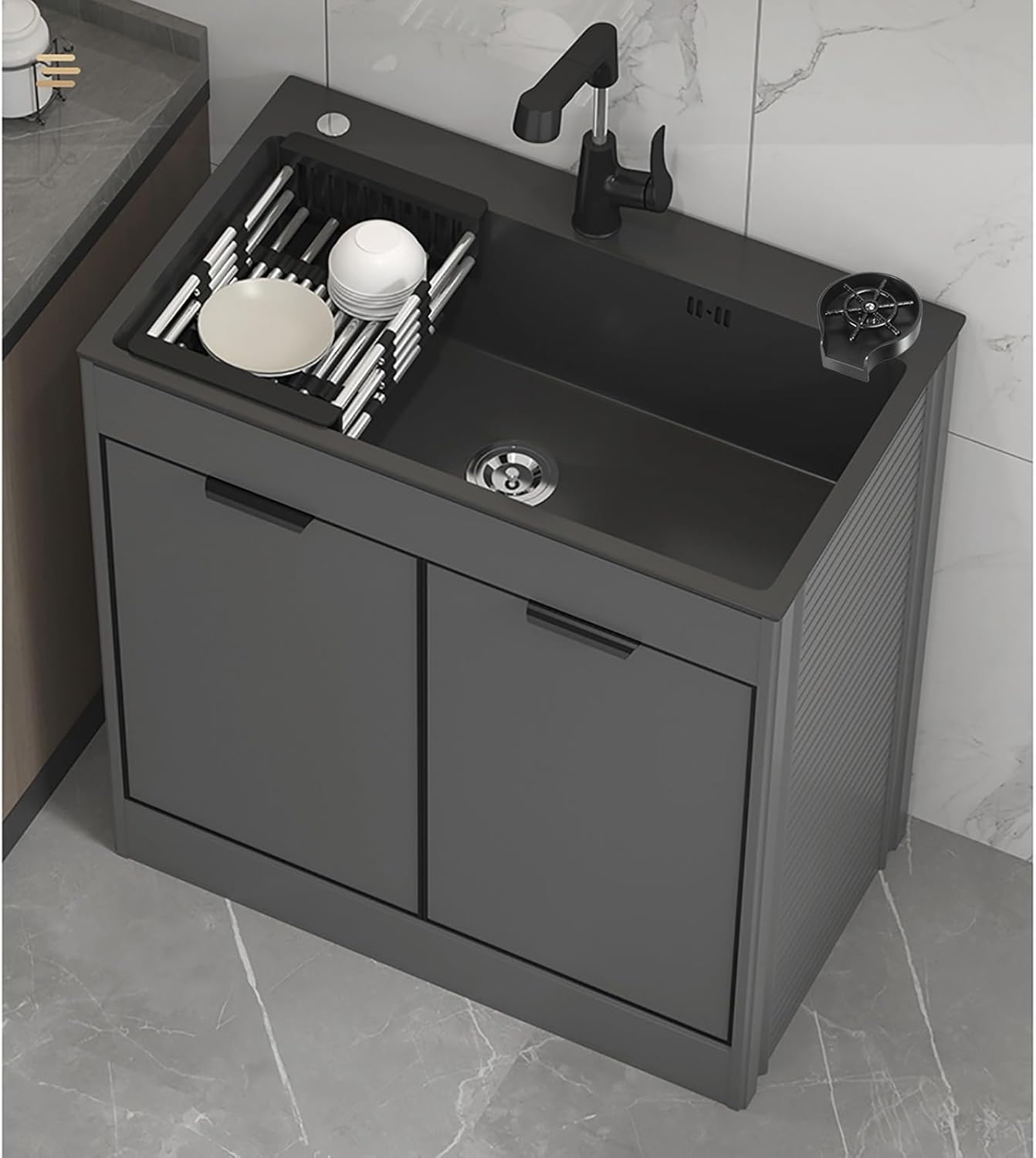 Utility Sinks for a Laundry Room Sink,Utility Sink Laundry Tub with Faucet,Prep Washing Hand Basin for Indoor Outdoor,for Yard Laundry Room Restaurant Workshop Garages. (Size : Stretched)