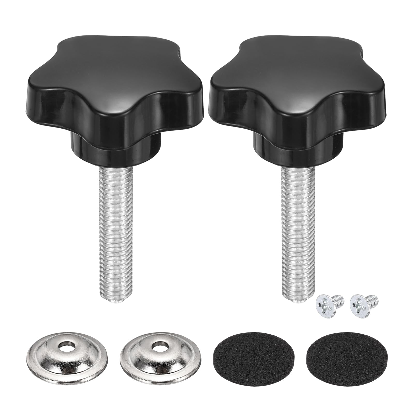 sourcing map 2Pcs Star Knobs, M10 x 50mm Plastic Knurled Thumb Screw Knobs 50mm Width Handle Replacement with Washer & Screw for Lawn Mower Umbrella Base Clamps Replacement Machinery