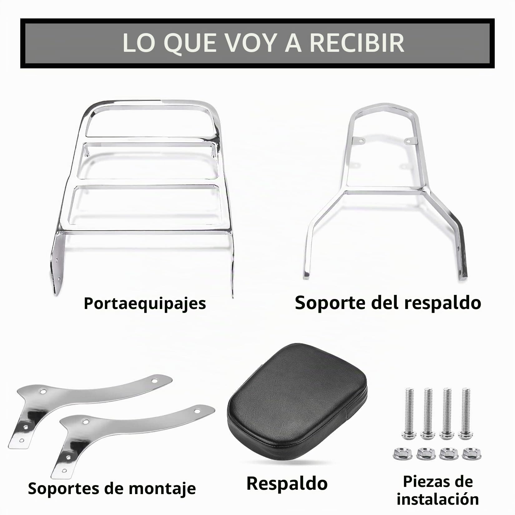 PSLER® Respaldo Sissy Bar, Equipaje Portaequipajes, Almohadilla de Pasajero Respaldo, para V-Star Drag Star XVS1100 250