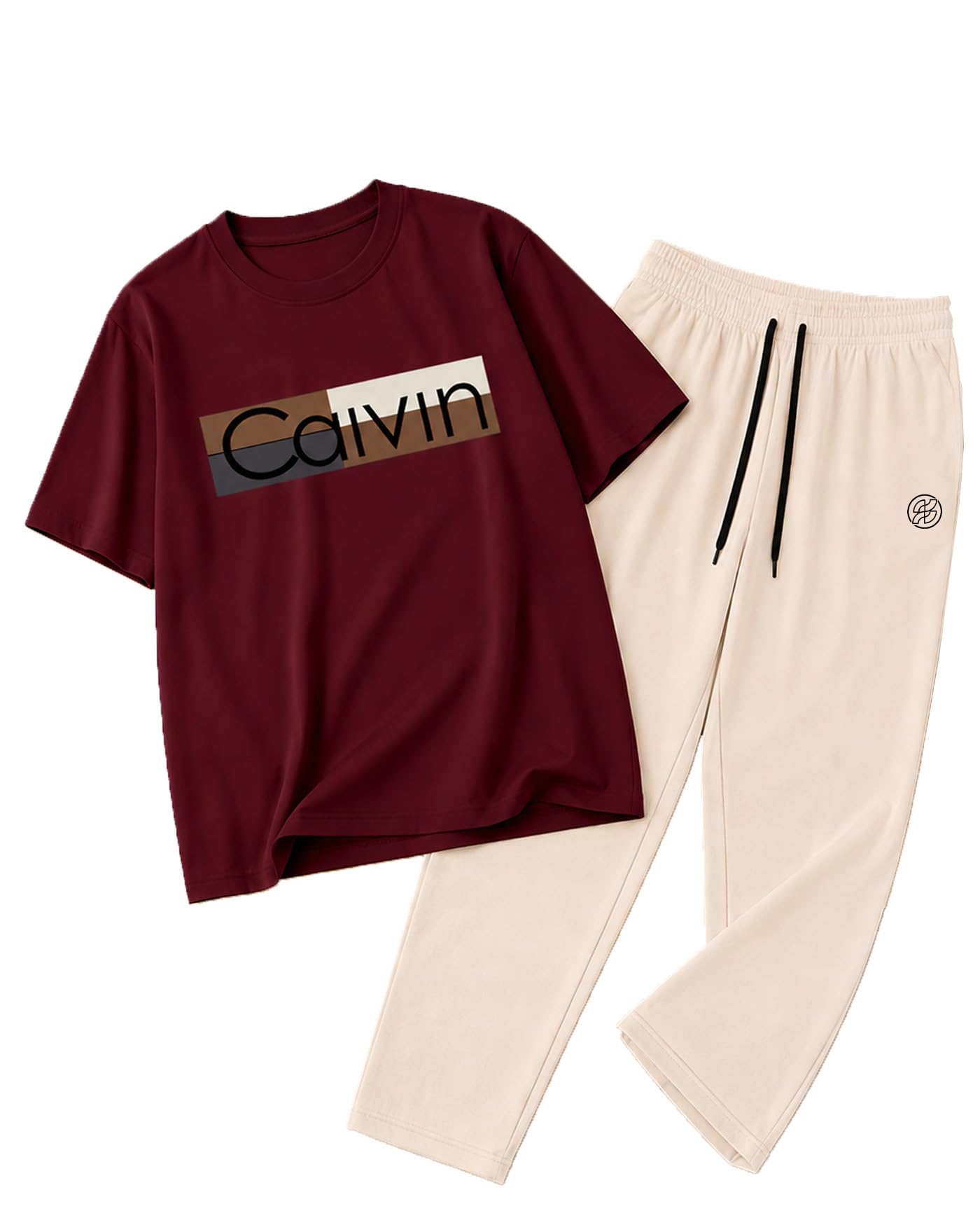 ausk Men's Oversized Graphic Printed Co Ord Set | Cotton Blend T Shirt & Track Pant | Casual Daily Wear | Streetwear Clothing Set for Men-picture-23