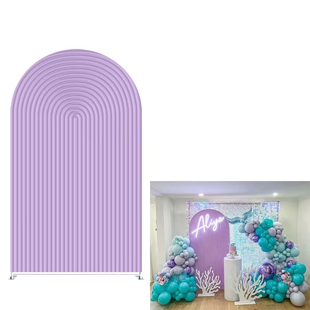 ittsmnt Arch Backdrop Covers Purple Ripples Arched Panels Covers for Wedding Birthday Parties Decorations Banquet Baby Shower Photography Background