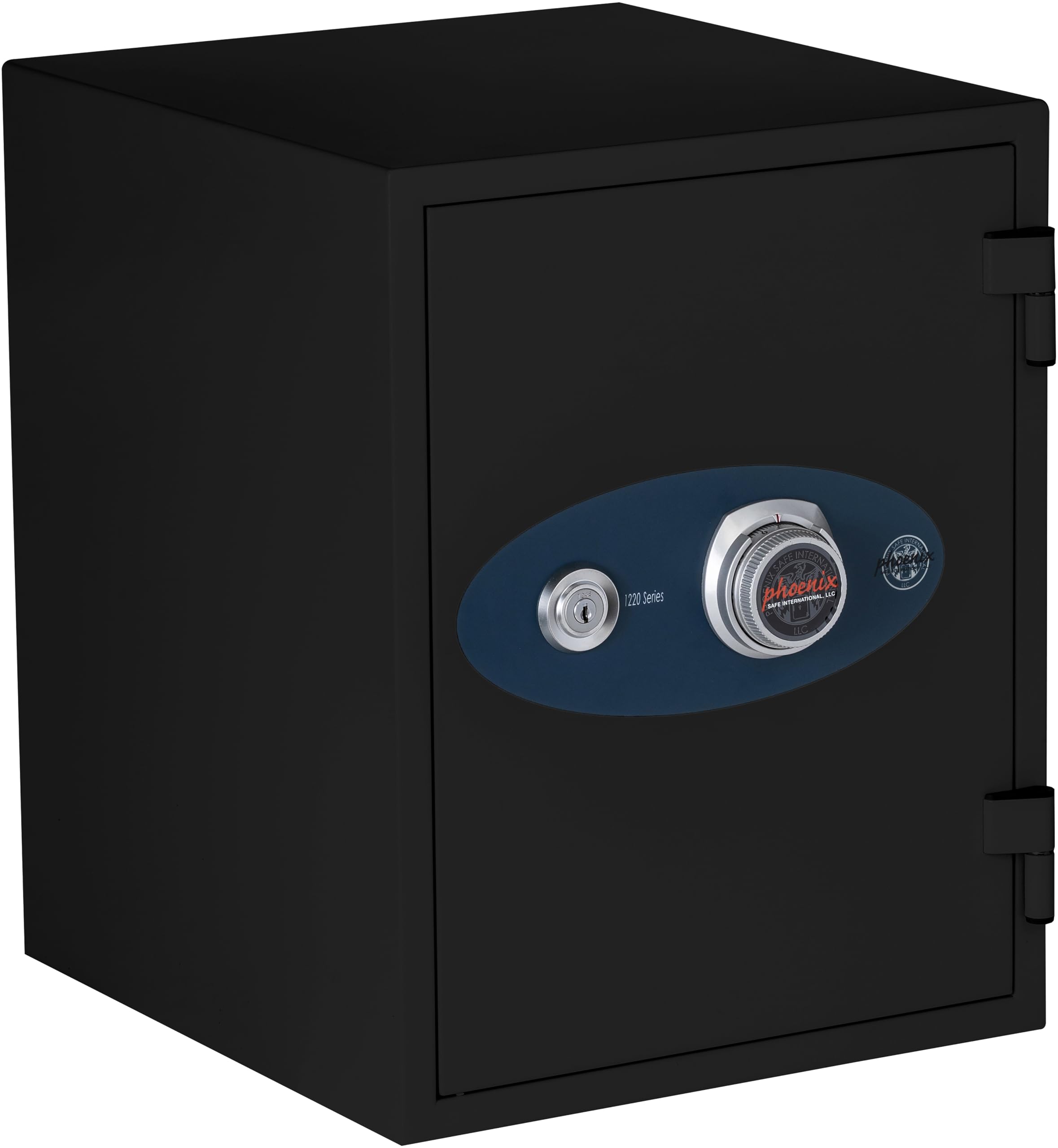 Phoenix Safe Olympian 1-Hour Fire Rated Fireproof Safe - Dual Control Dial and Key Lock - Bolt-Down Kit Included - For Home or Office 1.3 cu ft, Black Finish, Model 1223B