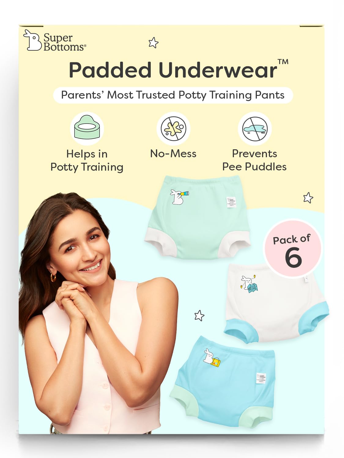 superbottoms Padded Underwear for Babies & Toddlers, 3 Layers of Premium Cotton & DryFeel Layer, Ideal for Diaper-Free Time & Mess-Free Potty Training Pants, Pack of 6-image-16