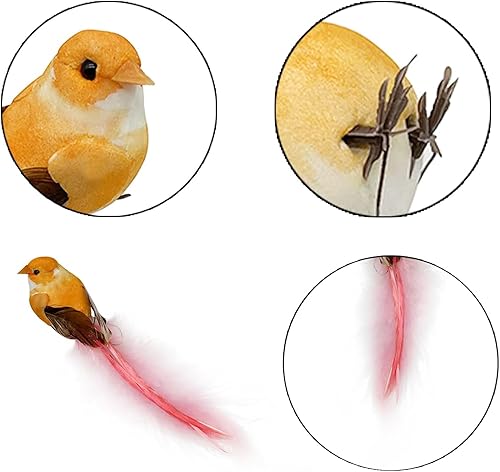 Miniatura 3 de LWINGFLYER 12 pájaros artificiales de garra adecuados para decoración de primavera, adornos de plumas de espuma para manualidades, decoración de