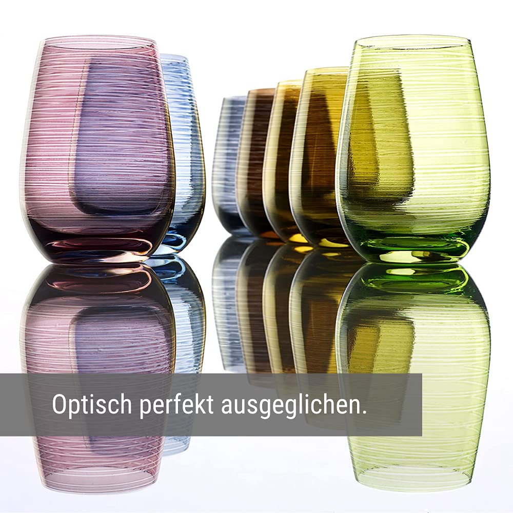 Stölzle Lausitz Twister Wassergläser Trinkgläser Rauchgrau 465 ml, 6er-Set | Edle rauchgraue Wasser-, Saft- und Allroundgläser für Cocktails, bleifreies Kristallglas, stoßfest & spülmaschinengeeignet