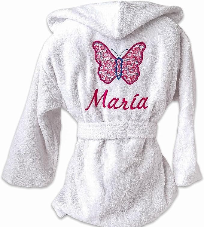 Cocholate Bata Albornoz para Bebé Personalizada con el Nombre bordado, 100% Algodón muy Suave y Capucha, Mangas Largas (6-18 Meses). Regalo Inolvidable por un Nacimiento