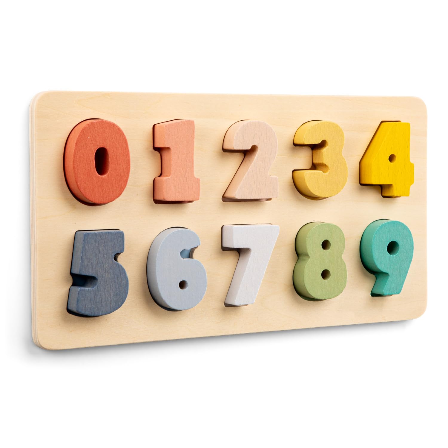 Woet Wooden Number Puzzle, Colorful 0-9 Learn to Count Toy for Toddlers 24 Months+, FSC Montessori Preschool Learning Board