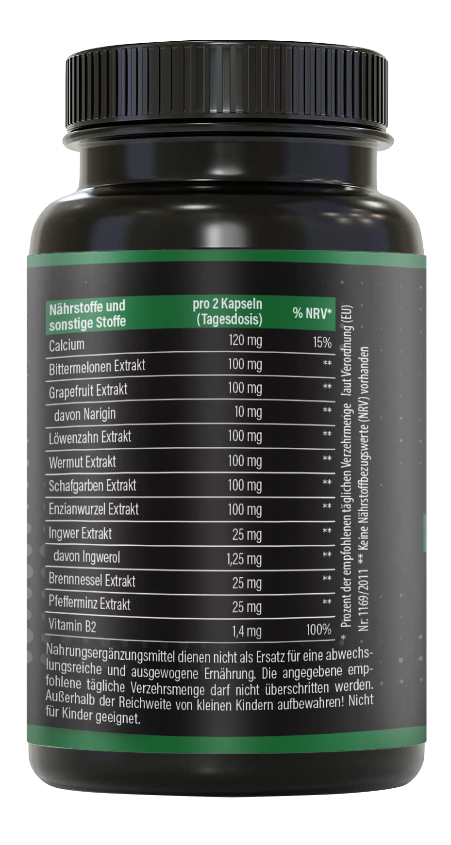 BRNR BITTER BRNR Bitterstoffe Formel und Stoffwechsel Komplex mit Vitamin B2, Verdauungsenzyme mit Calcium, Alternative zu Bitterstoffe Tropfen, 120 Kapseln