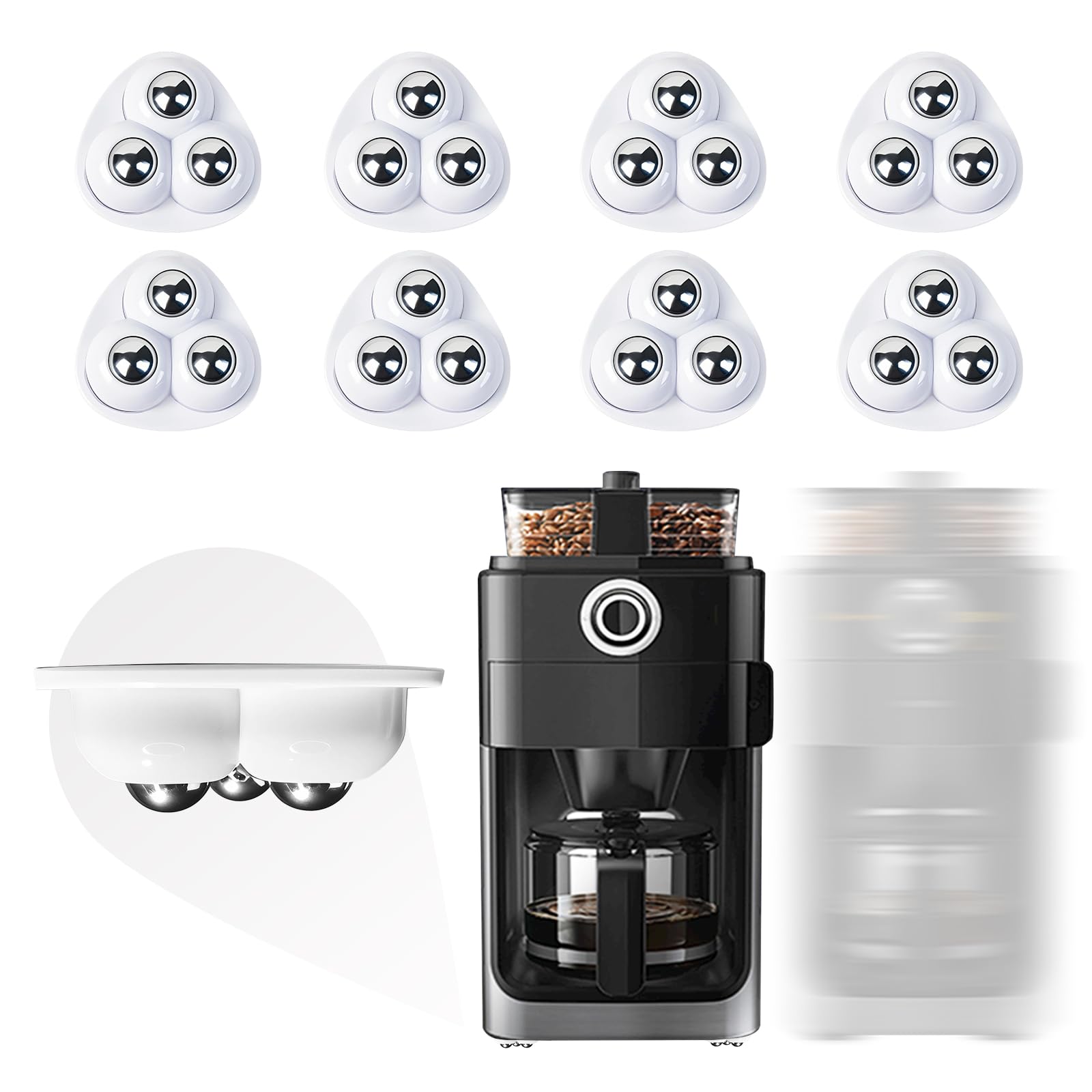 Appliance Casters - Furniture Sliders & Appliance Rollers for Kitchen, Coffee Machine, Blender, Oven - Helps Mom or Wife Easily Solve Countertop