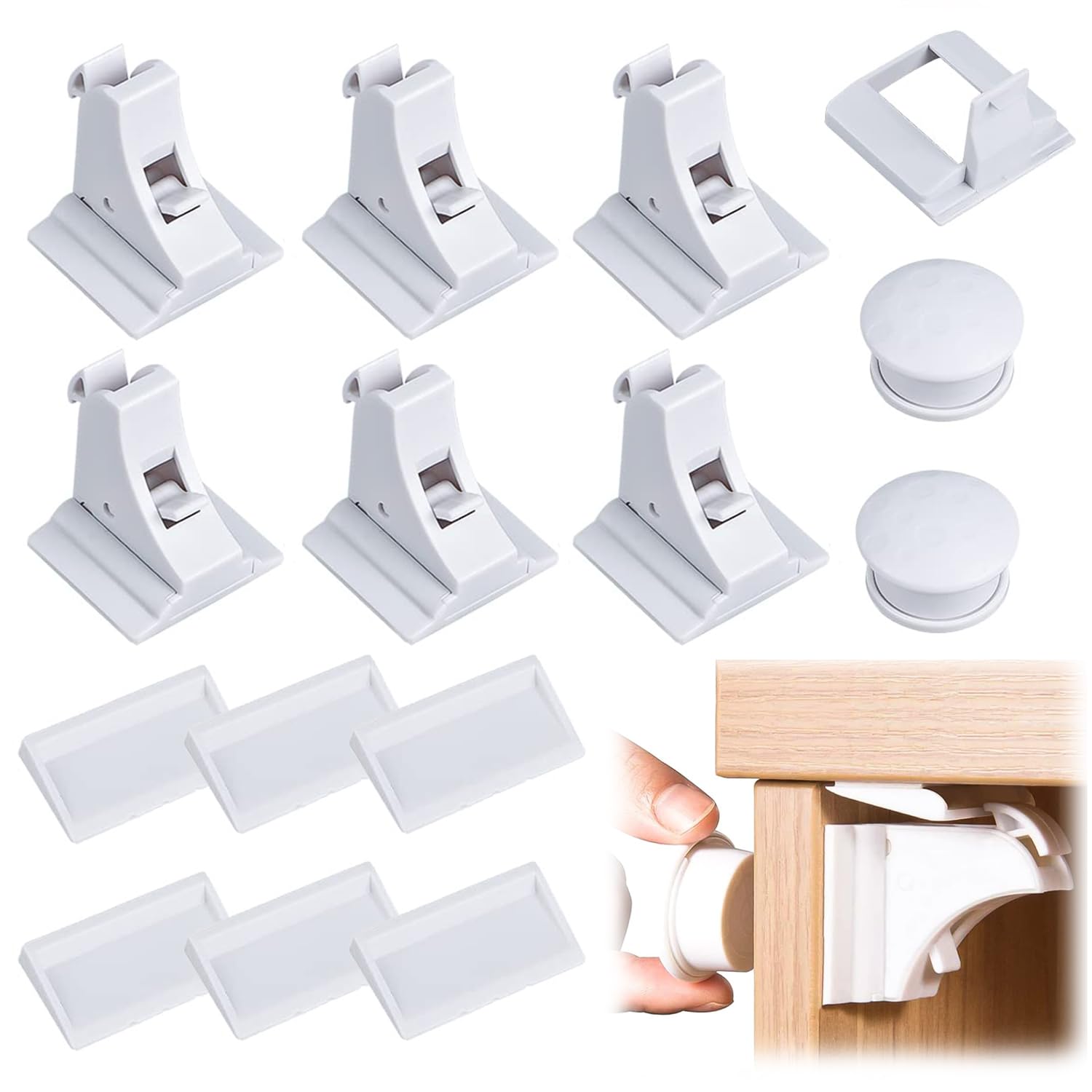 6 Stück Kindersicherung Schrank + 2 Magnetische Kindersicherung Schlüssel, Baby Sicherheit Magnetisches Schrankschloss, Unsichtbare Babysicherheit Schubladensicherung, Ohne Bohren und Schrauben
