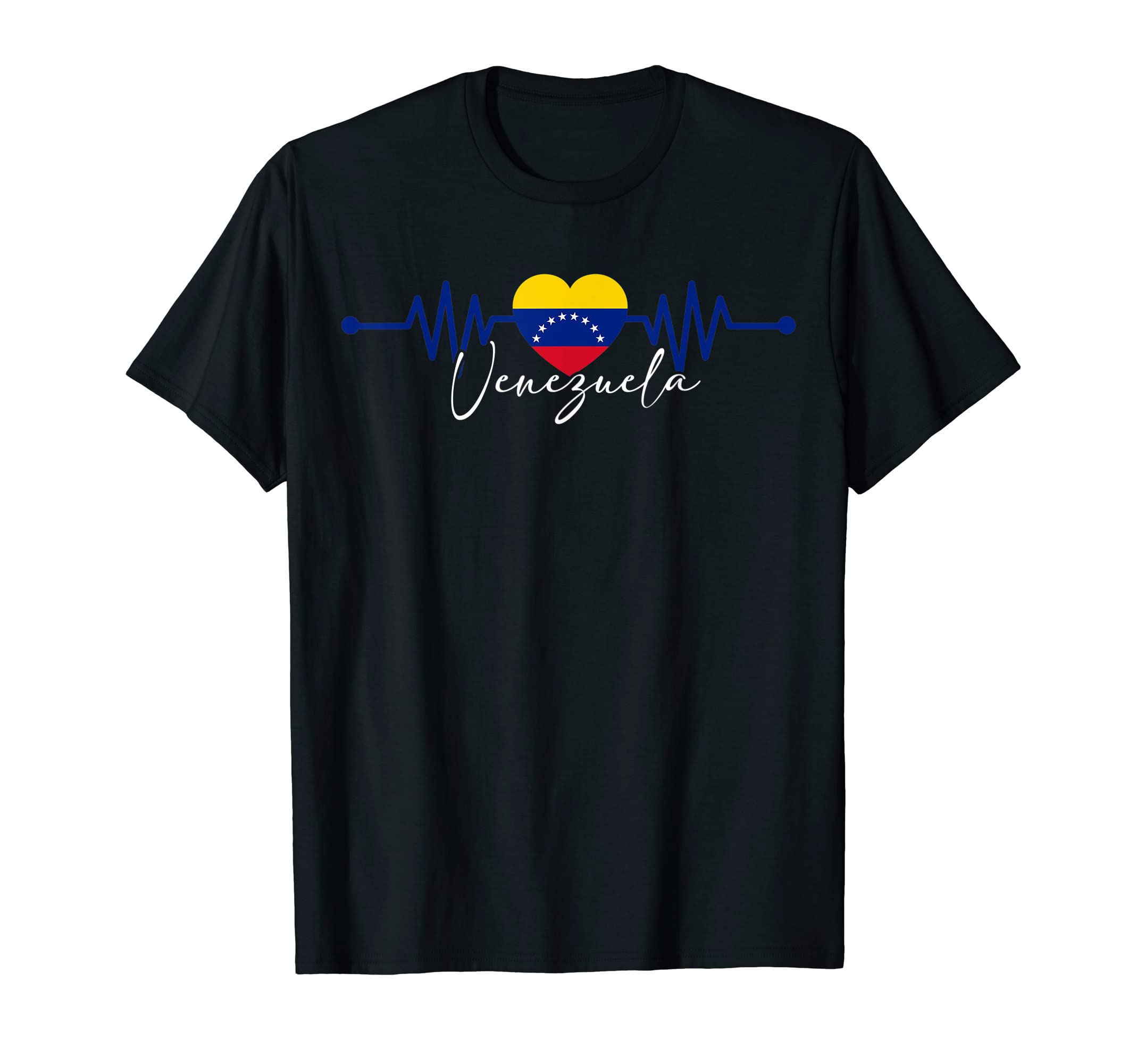 Venezuela Heartbeat Venezuelan GiftsVenezuela Heritage Roots Heartbeat Venezuelan Flag Pride T-ShirtOEKO-TEX STANDARD 100