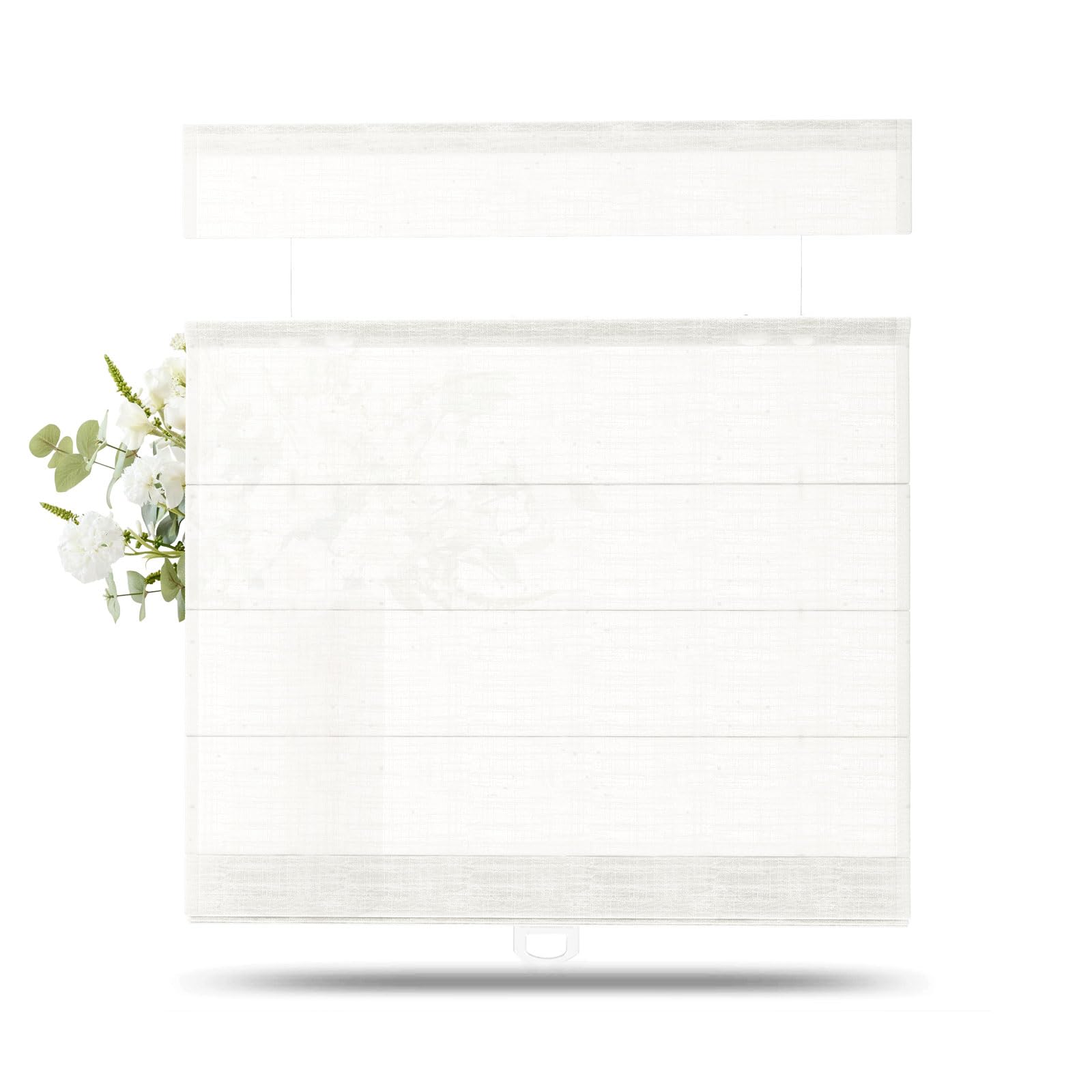 TWOPAGES Liz Linen Top Down Bottom Up Roman Shades for Windows,Ivory White