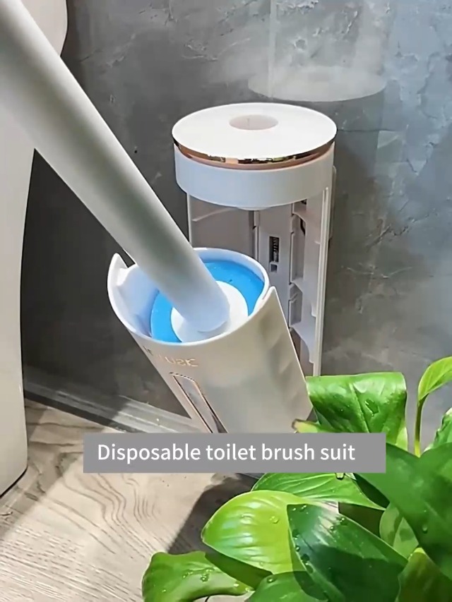 Brosse WC Jetable Avec 30 Recharges - Nettoyage Hygiénique Sans Contact, Tête 3 En 1, Design Compact