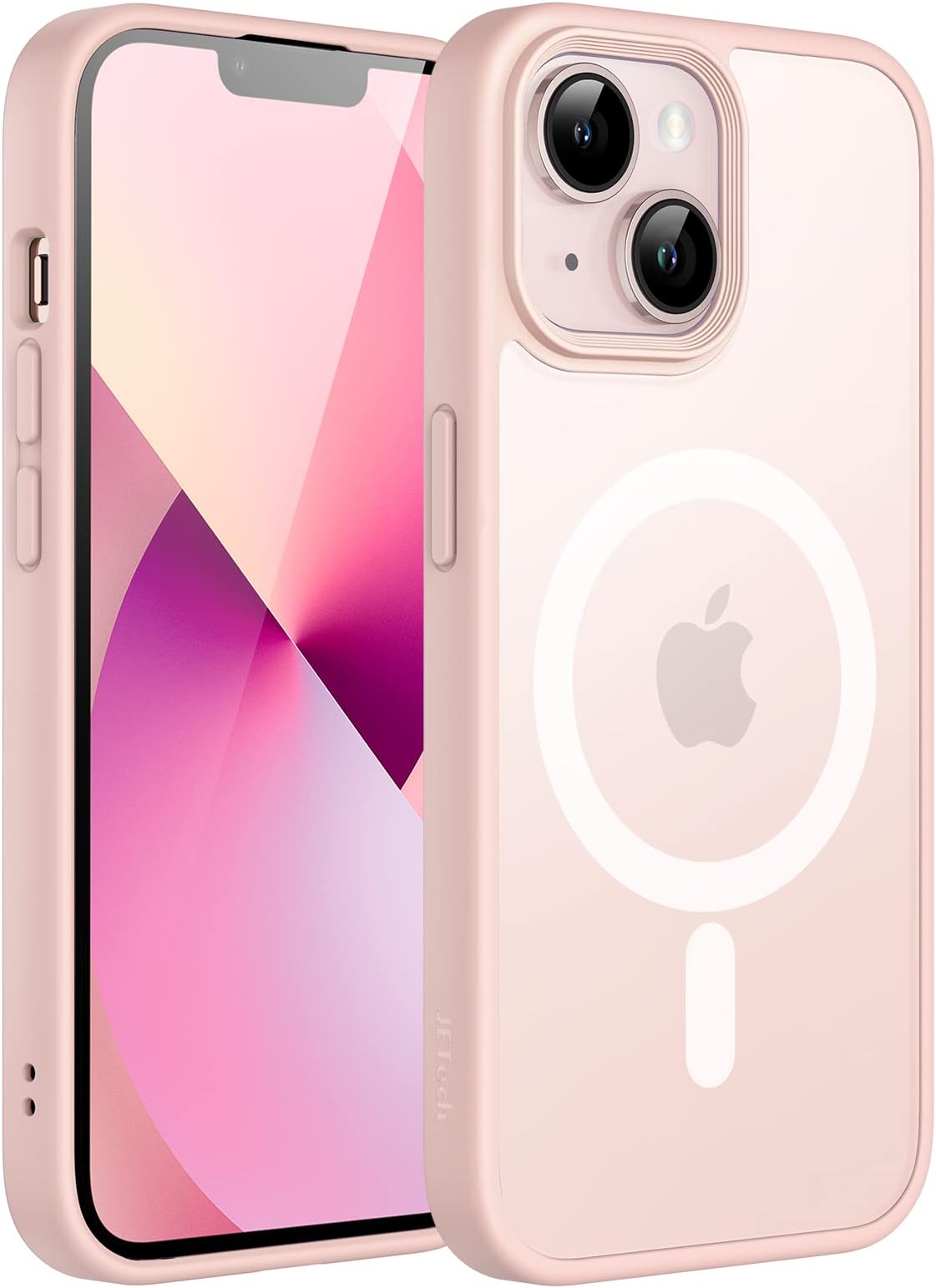 JETech Magnetic Case for iPhone 13 6.1-Inch Compatible with MagSafe, Translucent Matte Back Slim Shockproof Phone Cover (Chalk Pink)