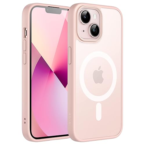 JETech Magnetic Case for iPhone 13 6.1-Inch Compatible with MagSafe, Translucent Matte Back Slim Shockproof Phone Cover (Chalk Pink) - Chalk Pink