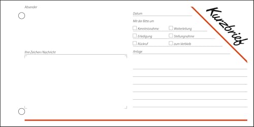 SIGEL KF213 Kurzmitteilung Kurzbrief, 1/3 A4 quer, 100 Blatt, 1 Stück